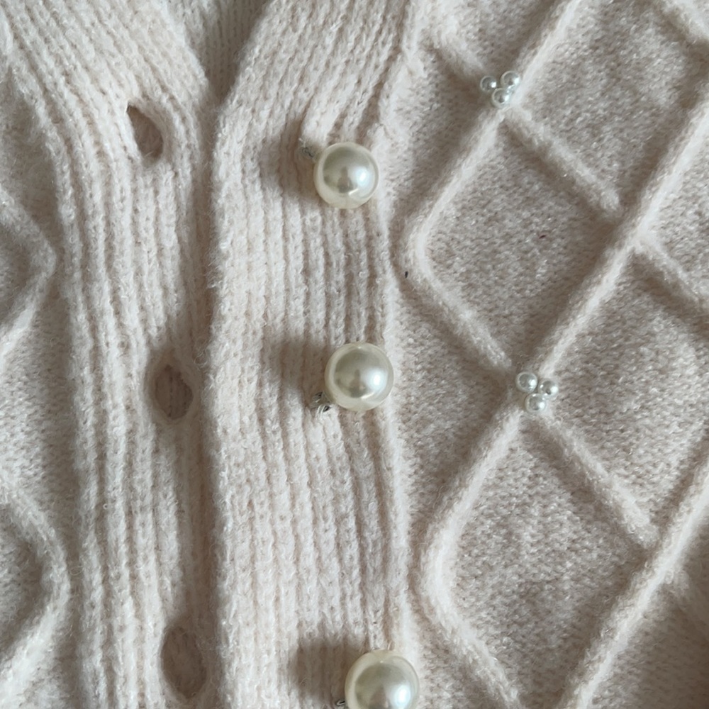 new ELOQUII pearl cableknit ivory heavyweight cardigan sweater 14 16 - Picture 5 of 11